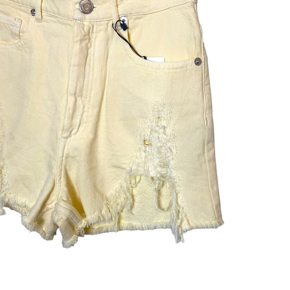 ZARA High Waist Yellow Denim Cut Off Shorts - Picture 8 of 16